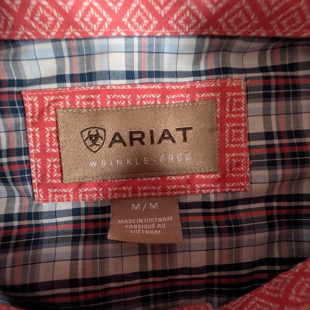 Ariat Nico Classic Button Down Shirt Mens Medium Wrinkle Free Plaid Long Sleeve